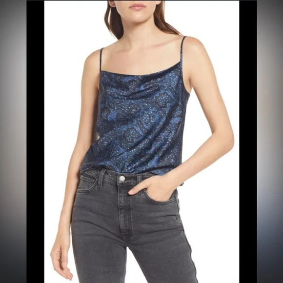 ALL SAINTS Hadley Tamara Snakeskin Print Blue Cami Size 10 - Picture 3 of 5